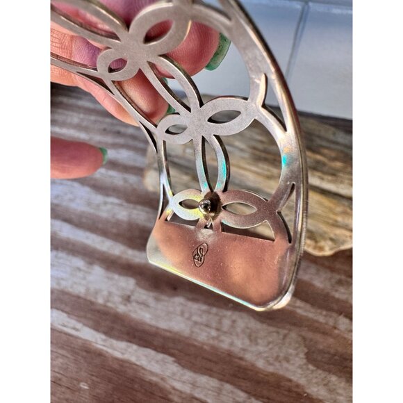 Brighton Designer Silver-Tone Cutout Cuff Bracelet Featuring Intricate Geometric - Picture 4 of 6